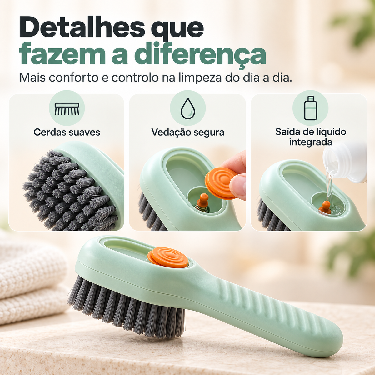 Escova de Limpeza com Dispensador