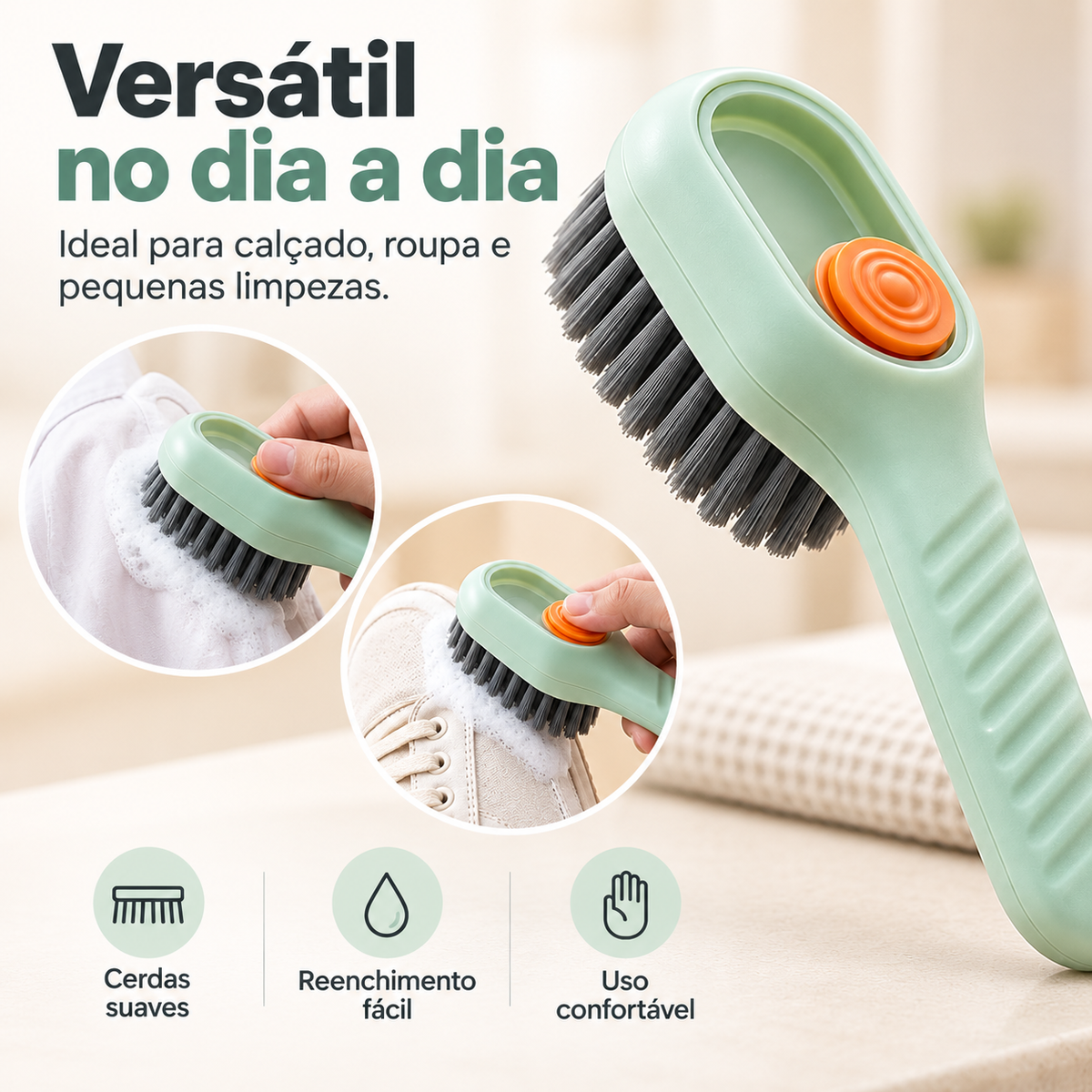 Escova de Limpeza com Dispensador