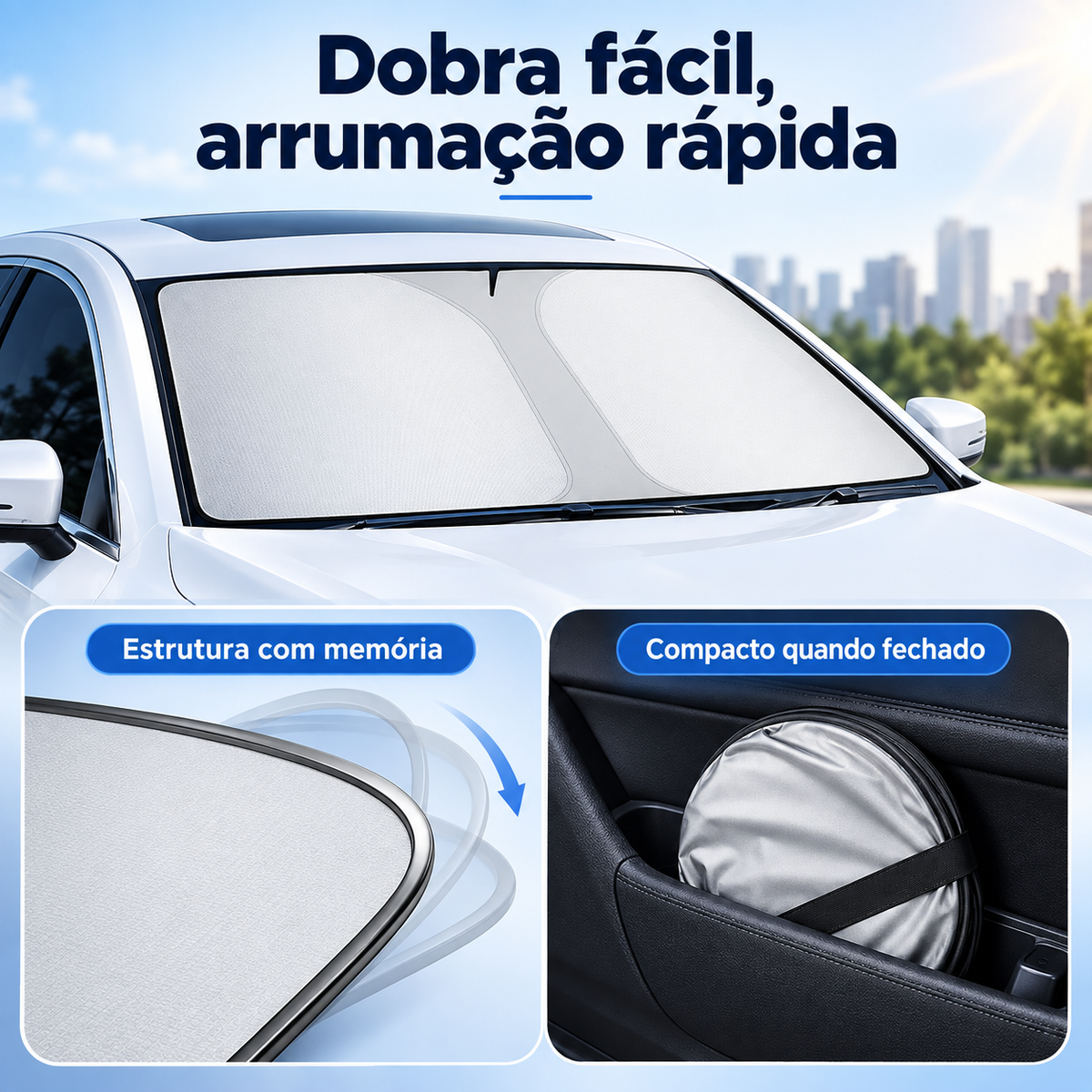 Protetor de Sol Automático Dobrável para Para-Brisas