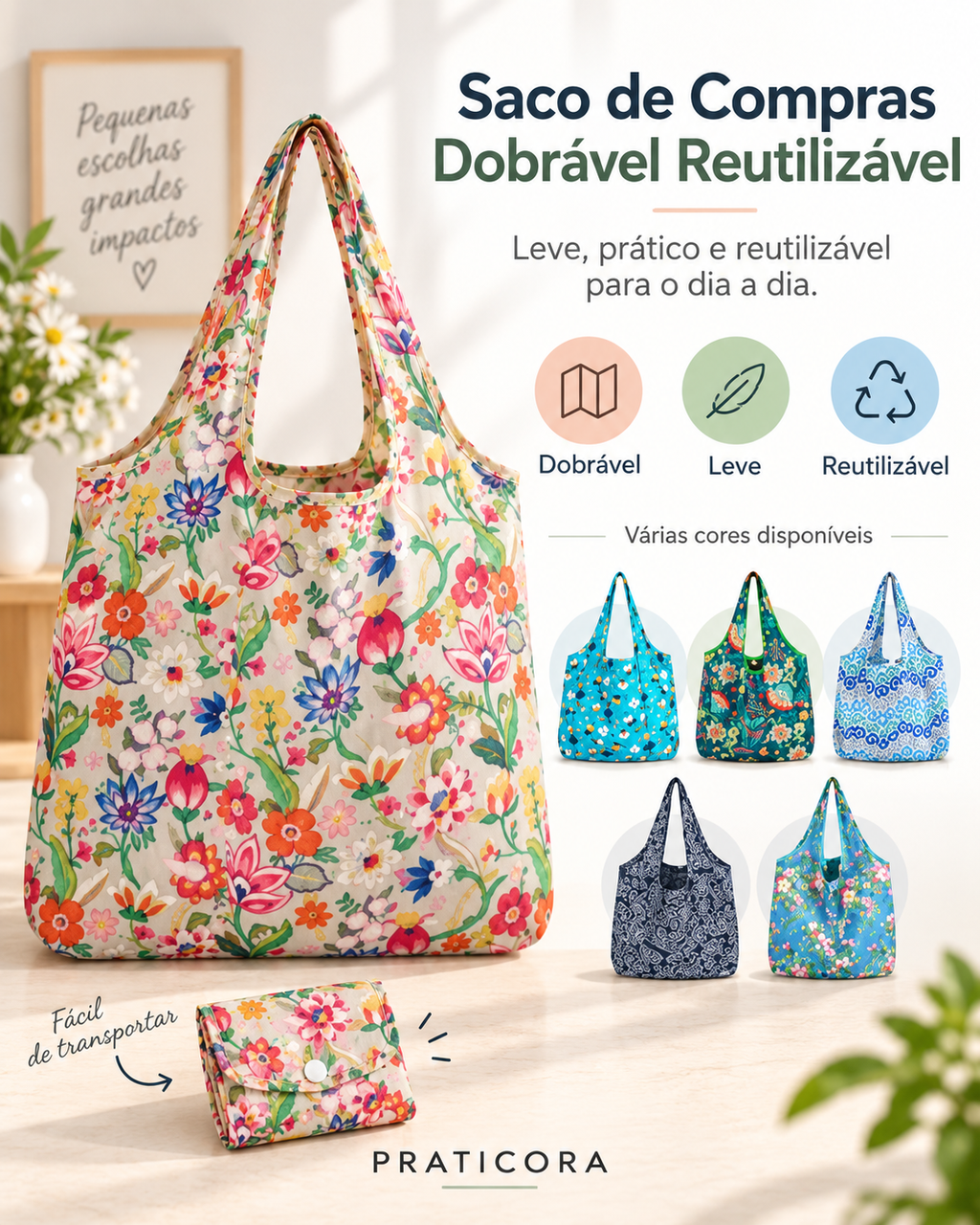 Saco de Compras Dobrável Reutilizável