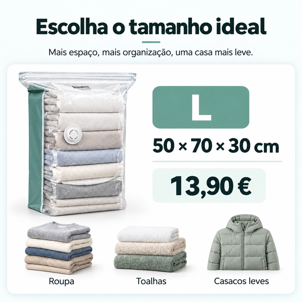 Sacos de Compressão sem Bomba para Roupa