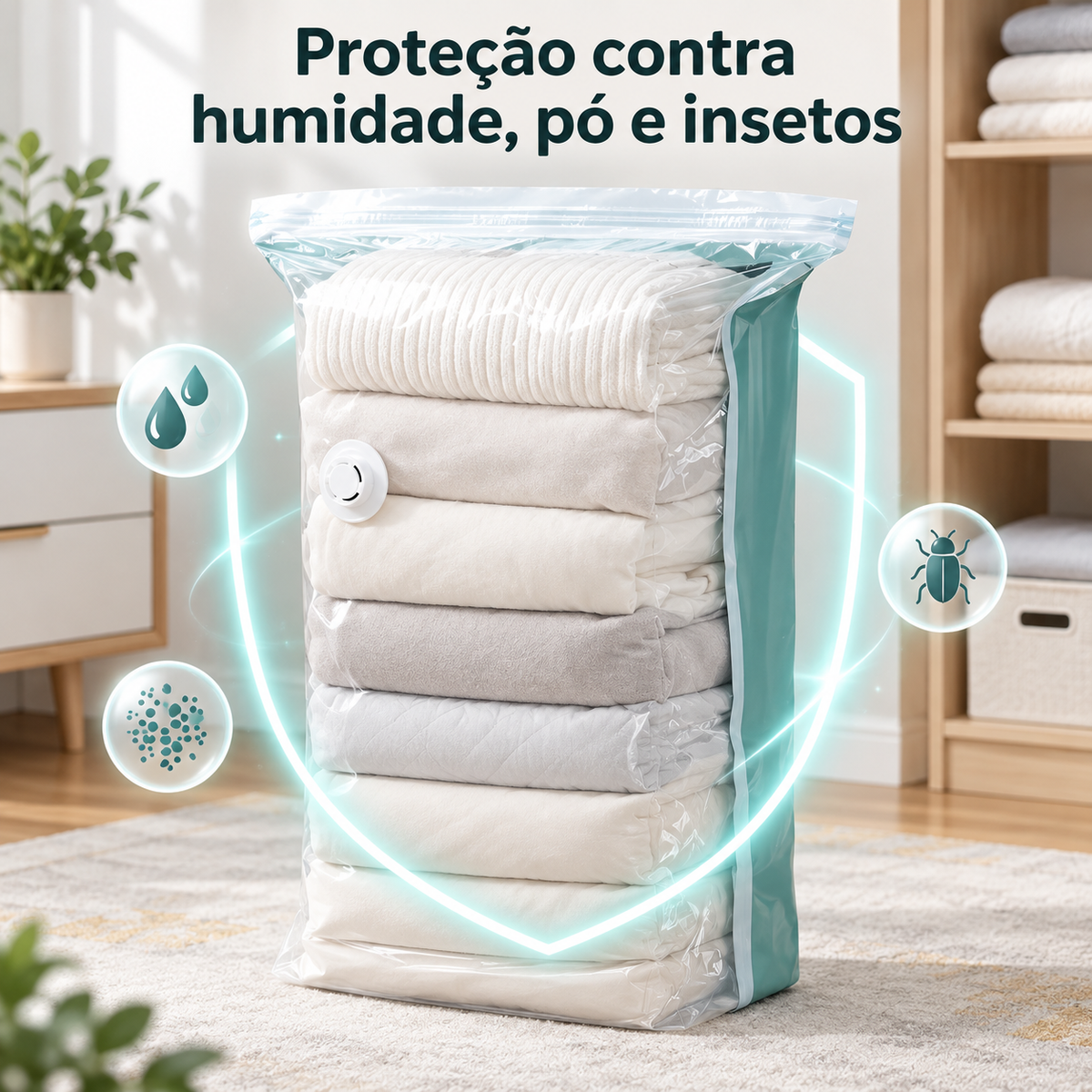 Sacos de Compressão sem Bomba para Roupa