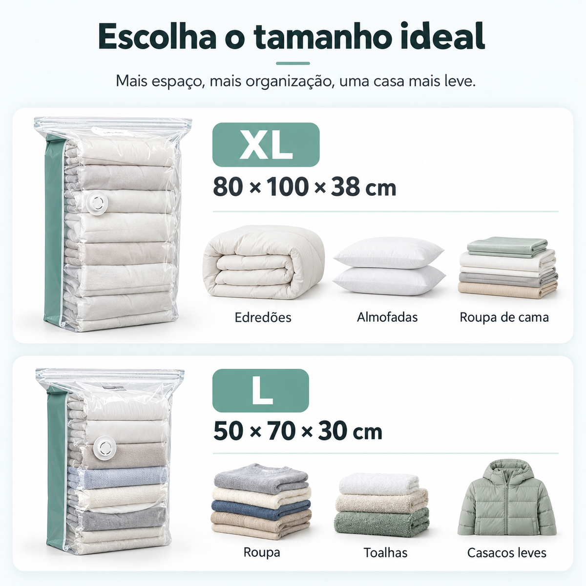 Sacos de Compressão sem Bomba para Roupa
